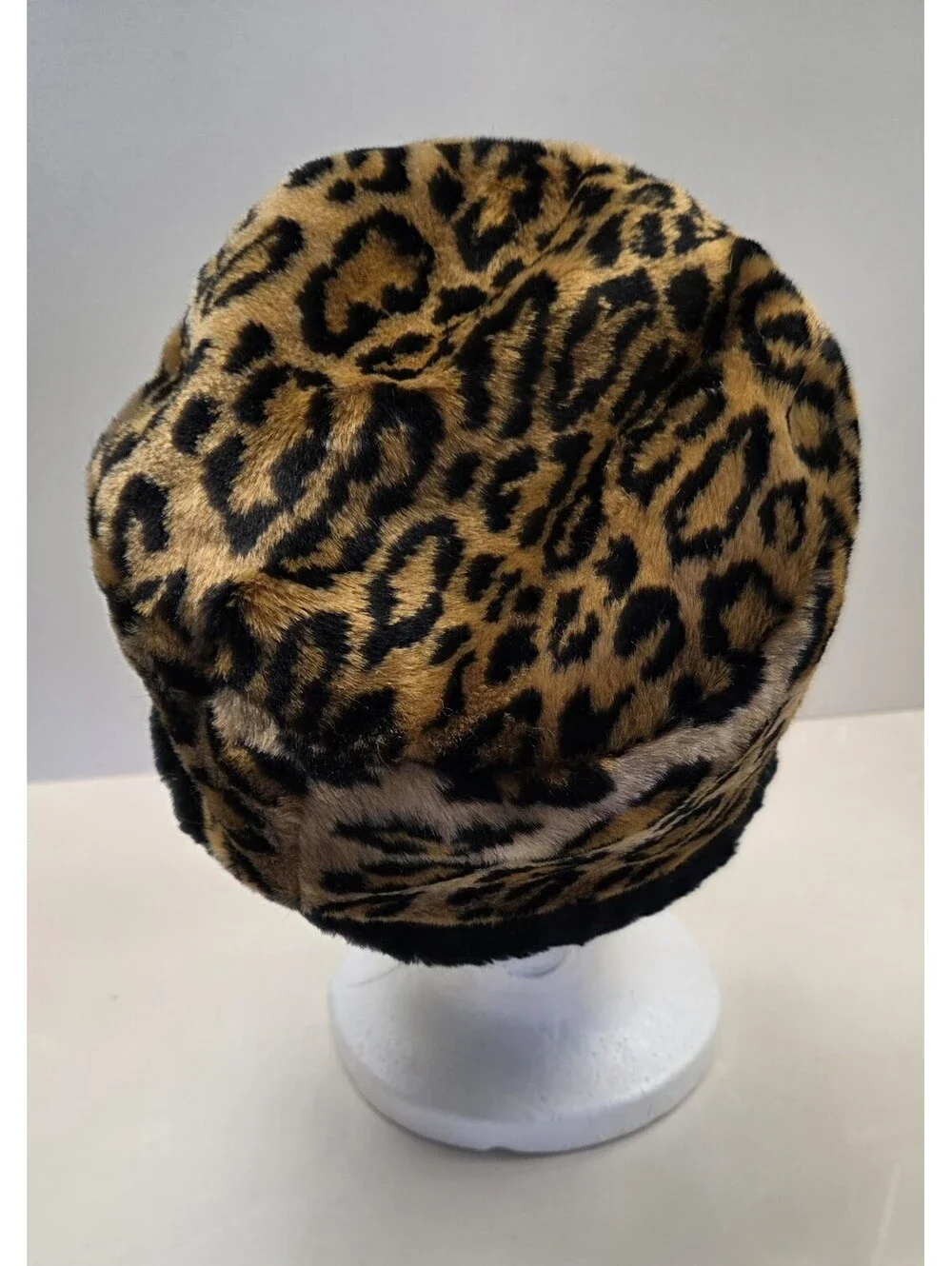 Leopard Print/ Black Russian Hat Faux Fur Winter Reversible One Size Fits Most
